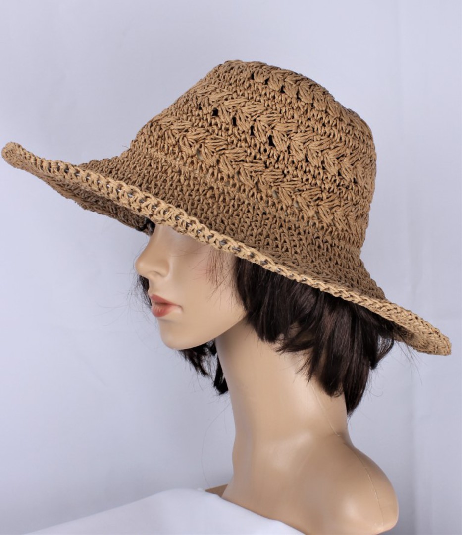 HEAD START  crocheted textured straw dome hat w wired brim natural Style:HS/5010 image 0